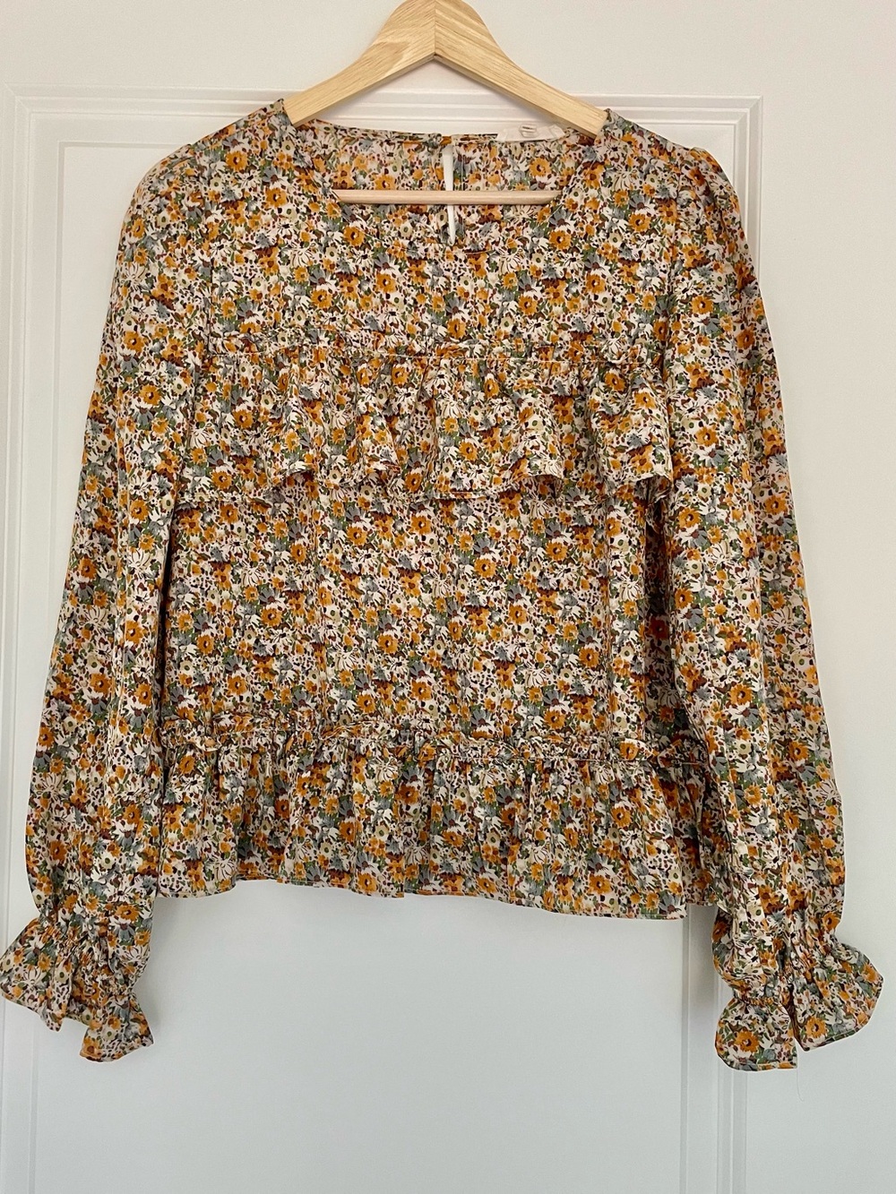 bohme Floral Ruffle Long-Sleeve Blouse